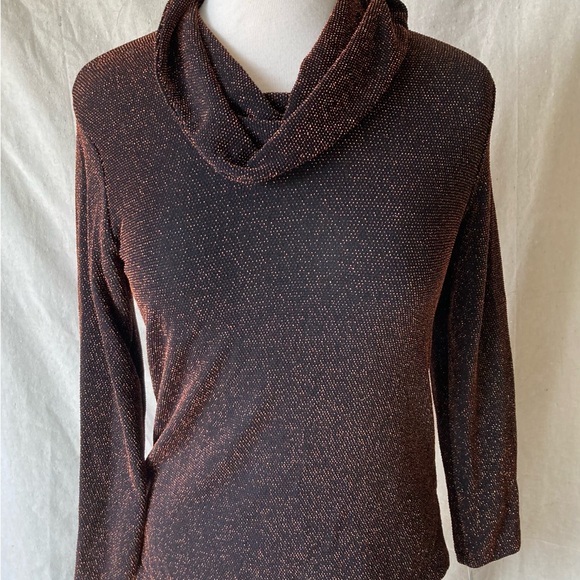 Vintage Metallic Glitter Cowl Neck Sweater - Picture 1 of 4